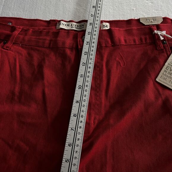 NWT Evolution In Design Womens Jeans SZ 54 Slim Red Denim Distressed Stretch - Picture 13 of 13
